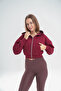 Burgundy Zippered Hooded Crop Sweat Cardigan - 3