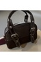 Women's Hand Shoulder Bag with Double Belt Buckle