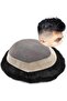 Men's Real Human Hair Toupee, Fine Mono NPU System, Natural Black Hairpiece