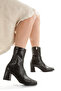 Shoes Stitching Detailed Square Toe Thick Heeled Zippered Women's Stretch Boots - 2