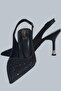 Black Stone Women's Evening Dress Shoes Heel Height 9 cm - 7