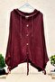 Buttoned hooded pocket bat wash organic knit cardigan