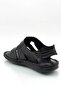 Genuine leather velcro men's sandals - black cross strap - 5
