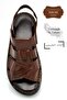 Genuine Real Leather Velcro Men's Sandals Cross Brown