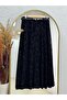 Sabiha Lined Belted Flocked Tulle Skirt-Ek752 Black - 2