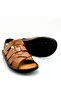 Sermoda Genuine Real Leather Velcro Men's Sandals Cross Tan - 5
