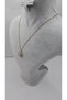 Stainless Steel Gold Color Vintage Pink Rose Detail Blue Enamel Pearl Stone Necklace - 5