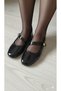 Women's Ring Detailed Cross Belt Mary Jane Comfortable Daily Ballet Shoes