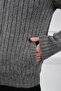 Anthracite Zippered Mock Neck Pocket Alpaca and Wool Men's Knitwear Cardigan - 5