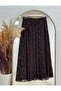 Sabiha Lined Belted Flocked Tulle Skirt-Ek752 Brown - 7