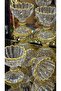6-Piece Small Footed Delights Dish-Sauce Bowl-Presentation Bowl Gold Color - 6