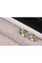 Whale Model Blue Zircon Stone Yellow Colored Screw Nail Model Steel Earrings - 2