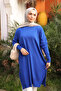 Cobalt Blue Loose Fit Long Length Knitwear Tunic - 2