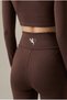 Women's Coffee Color High Waist Gathering and Shaping Flexible No-Show Leggings - 4