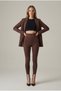 Women's Coffee Color High Waist Gathering and Shaping Flexible No-Show Leggings