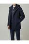 Italian Style Quilted Snap-Button Collar Men's Coat Navy Blue T14788