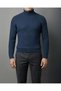 Italian Style S Slim Fit Turtleneck Knitwear Men's Sweater Navy Blue T13253 - 2