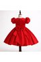 Special Design Red Color Stone Princess Model Balloon Sleeve Bow Detail Girls' Evening Dress - 2