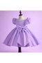 Special Design Lilac Color Stone Princess Model Balloon Sleeve Bow Detail Girls' Evening Dress