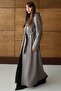 Removable Hooded Leather Paneled Gabardine Suede Look Overcoat Gray 6806