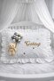 Ruffled 100% Cotton Baby Jewelry Pillow with Bubble Teddy Bear