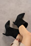 Liora Black Suede Genuine Leather Heeled Boots - 3