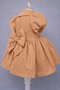 Special Design Light Brown Pearl Button and Bow Accessories Short Balloon Sleeve Girls Evening Dress - 2