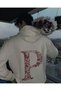 Kiss Design Letter Printed Oversized Hooded White Color Sweatshirt