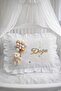 Ruffled 100% Cotton Baby Jewelry Pillow with Bubble Teddy Bear