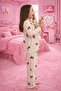 طقم بيجامة بناتي من القطن بأزرار أمامية ونقشة دمية دب - 4