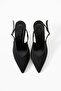 Nysa Black Pointed Toe Open Back Thin Heeled Shoes - 2