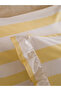 Yellow Striped Double Duvet Cover Set - 4
