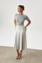 Midi Length Pleated Zippered Knitted Skirt