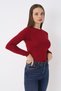 Women's Burgundy Long Sleeve Crew Neck Bodysuit - 4