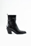 Roby Black Rustic Heeled Cowboy Boots