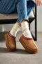 Petite Tan Suede Fur-Lined Sabo Slippers - 2