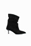 Sirena Black Suede Genuine Leather Heeled Boots