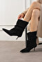 Sirena Black Suede Genuine Leather Heeled Boots - 3