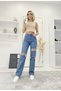 Lina 90's Stretch Fabric Ripped Loose Women's Medium Blue Super High Waist Loose Leg Denim Jeans - 3