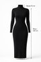 Women's Long Sleeve High Neck Bodycon Ribbed Knit Elegant Pencil Dress (125 cm) - 3