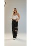 Lina 90's Stretch Fabric Ripped Loose Women's Black Super High Waist Wide Leg Denim Jeans