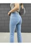 Lndy Women's Stretch Fabric Tall Flare Light Blue Spanish Jean Denim Pants - 4