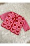 Heart Patterned Hand Knitted Pink Baby Cardigan and Beanie Set - 3
