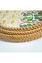 Handmade Round Rattan Serving Tray Set of 3 with Wood Handles & Mother of Pearl Inlay - 6