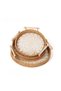 Handmade Round Rattan Serving Tray Set of 3 with Wood Handles & Mother of Pearl Inlay - 5