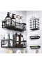 5-Piece Adhesive Shower Caddy Set - No-Drill Bathroom Organizer & Shampoo Holder - Black Metal - 2