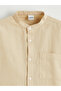 Beige Judge Collar Linen Blend Boy's Shirt - 3