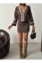 Stripe Detailed Scuba Suede Zipper Jacket - Brown |   F1971 - 4