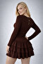 Aci Brown Skirt Layered Flounce Mini Dress - 2