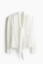 Shoulder Pad Piece Tunic Shirt with Ruffle Detail and Tie at the Neck - 3